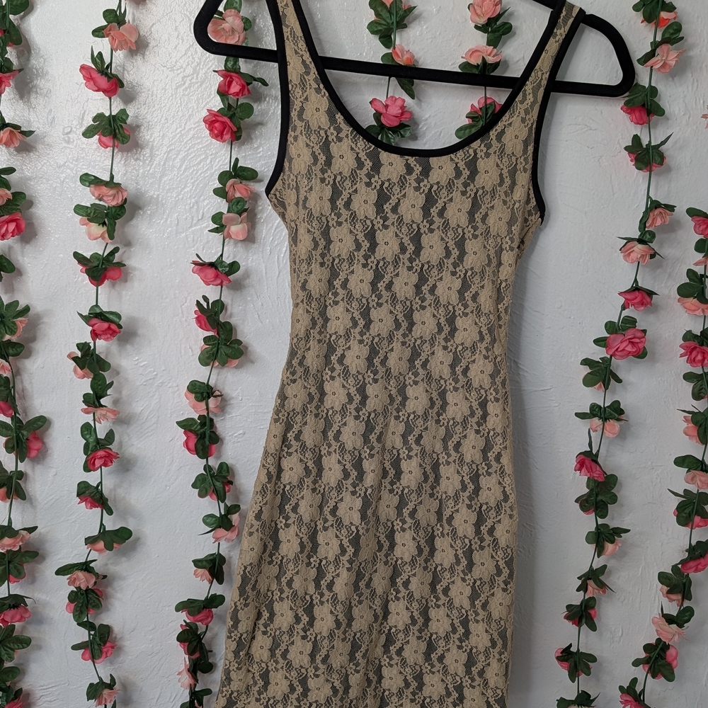 Material Girl Black and Cream Lace Dress